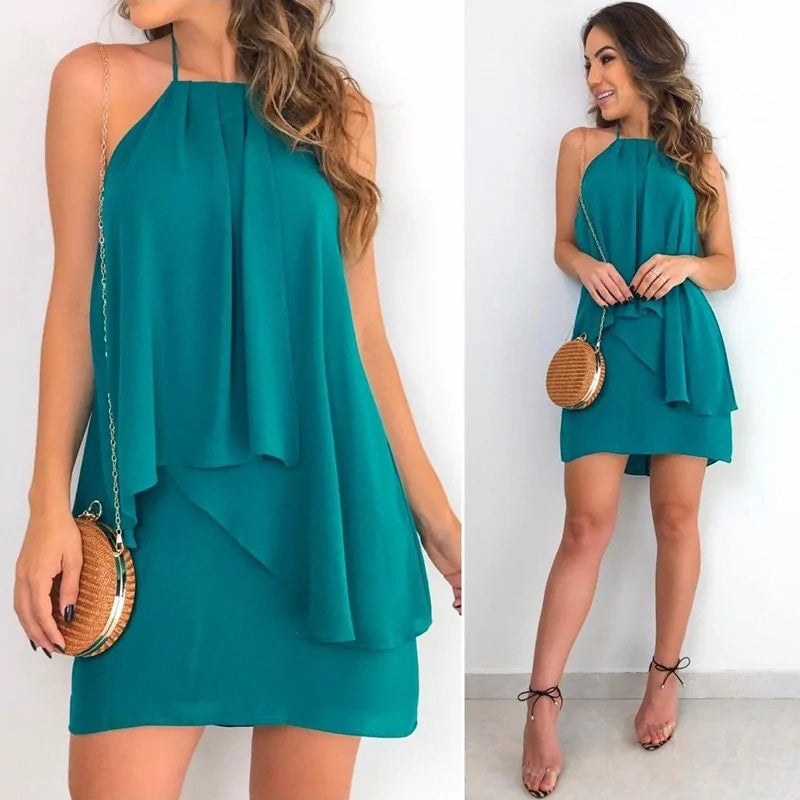 Women Sexy Sleeveless Irregular Dress