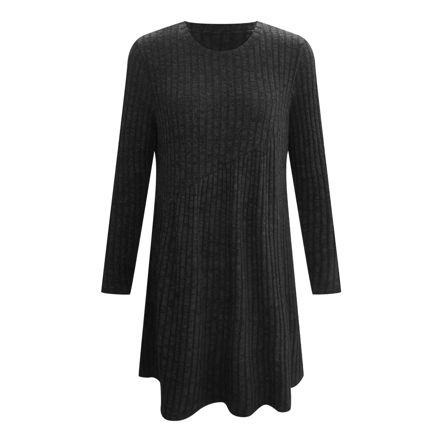 Womens Fall Sweater Dresses Streetwear Crew Neck Long Sleeve Winter Knitted Midi Dress 2024 Asymmetrical Pullover Short Dresses