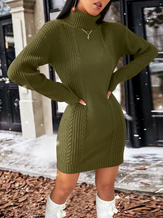 Clear color long sleeve sweater fashion turtleneck sweater women's dress