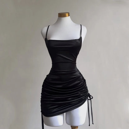 2024 Europe and the United States explosive new cross-border dress summer high sense lace-up sexy halter spice bag hip skirt